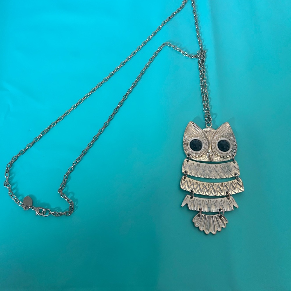 Silver Owl Pendant Necklace
